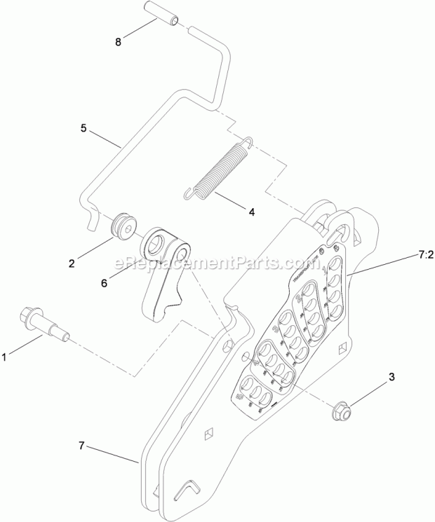 Height-Of-Cut Assembly No. 109-7438 Diagram and Parts List for 74901CP 311000001-311999999 Toro Lawn Mower