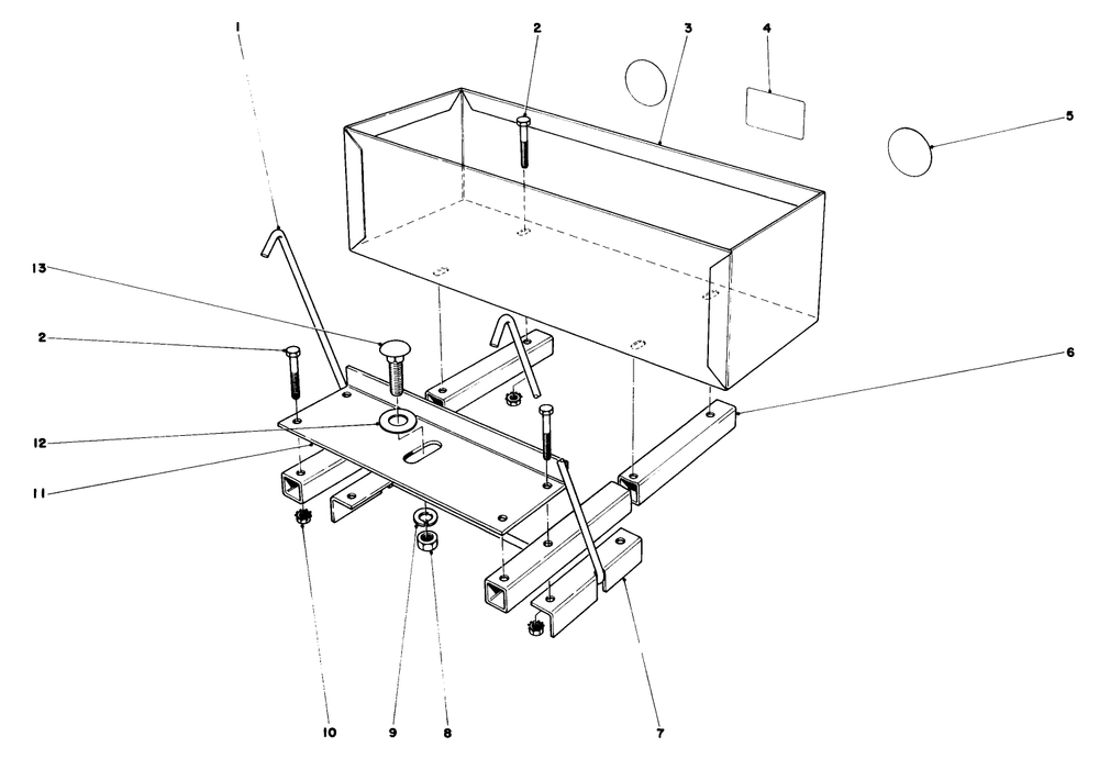 36" Snowthrower Weight Box Assembly Model No. 59138 (Optional) Diagram and Parts List for 57360 3000001 - 3999999 Toro Lawn Tractor