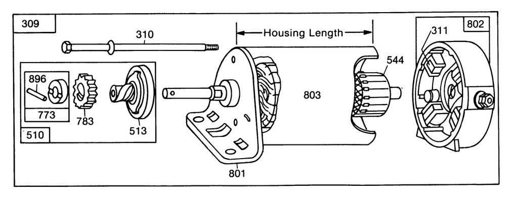 Starter Motor Assembly Diagram and Parts List for 30132 5000001 - 5999999 Toro Lawn Tractor Accessories