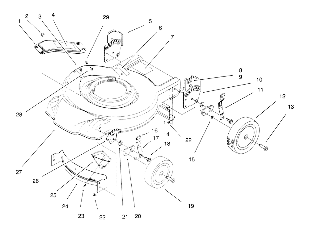 Housing Assembly Diagram and Parts List for 20441 6900001 - 6999999 Toro Lawn Mower