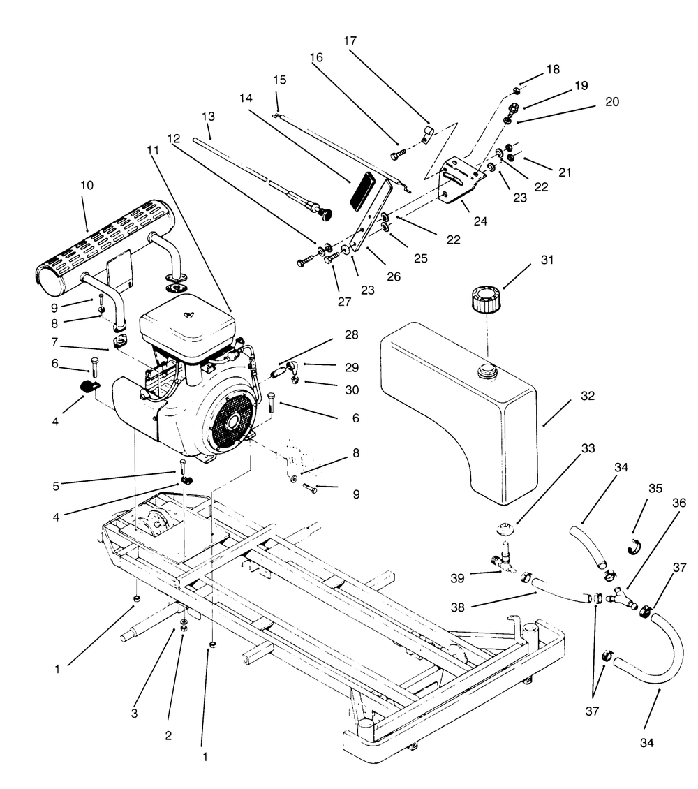 Engine And Fuel Systems Diagram and Parts List for 74140 590001 - 599999 Toro Lawn Tractor