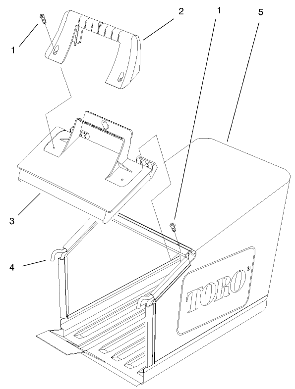 Bag And Components Assembly Diagram and Parts List for 20803 9900001 - 9999999 Toro Lawn Mower