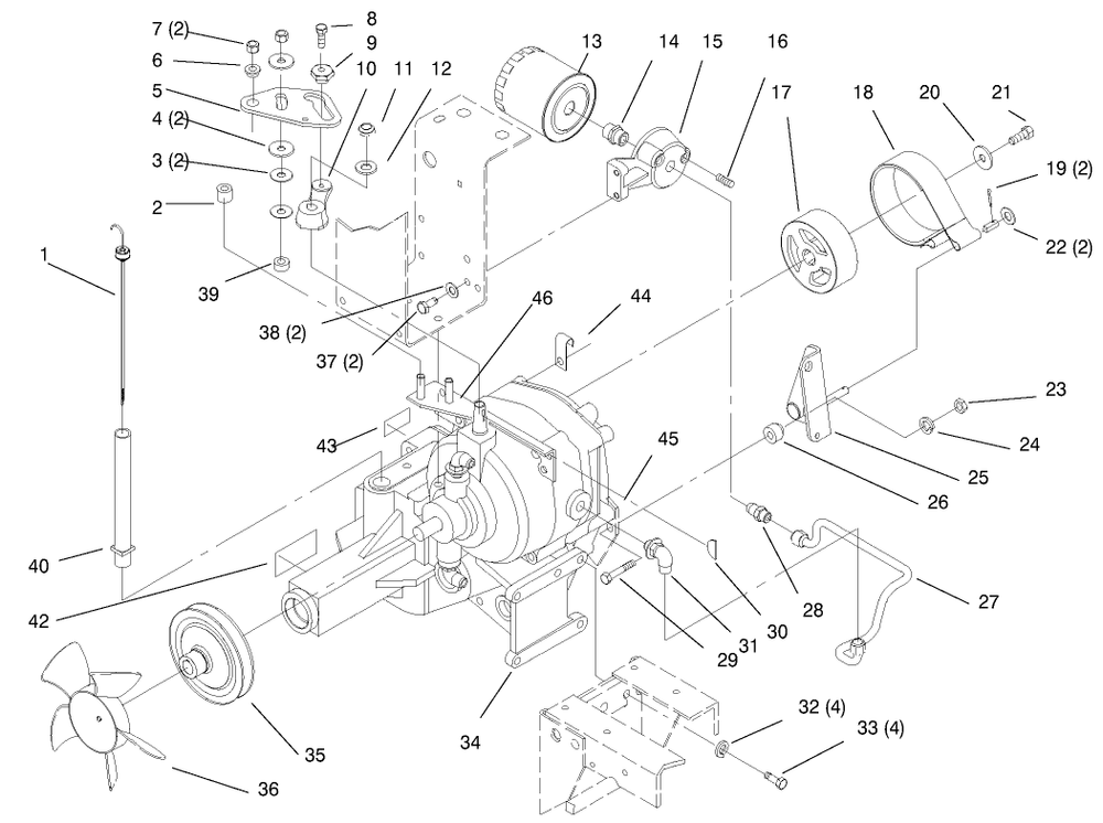 Transmission Diagram and Parts List for 73403 6900001 - 6999999 Toro Lawn Tractor