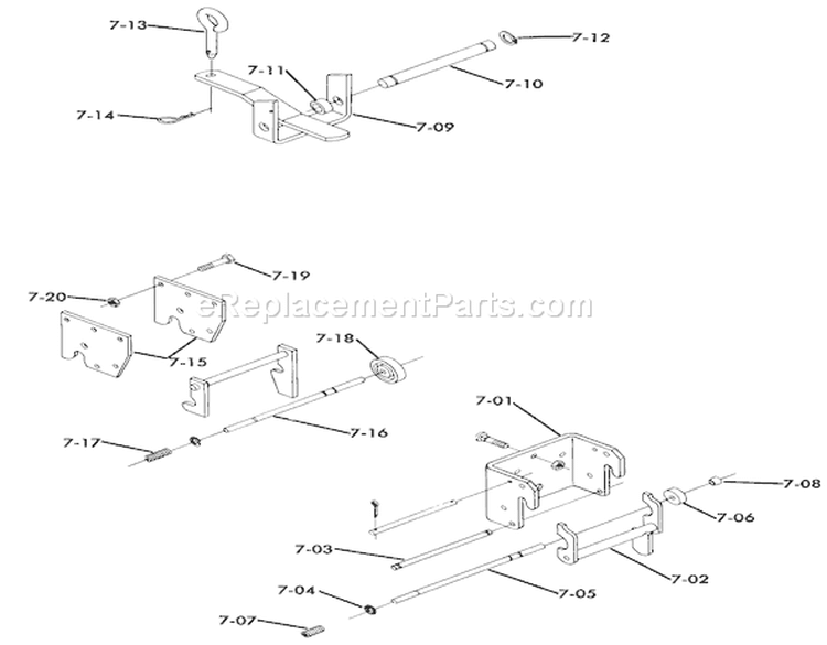 Hitch Assembly Diagram and Parts List for 61-12KS01 1976 Toro Lawn Tractor