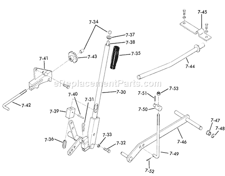 Lift Linkage Diagram and Parts List for 61-12KS01 1976 Toro Lawn Tractor