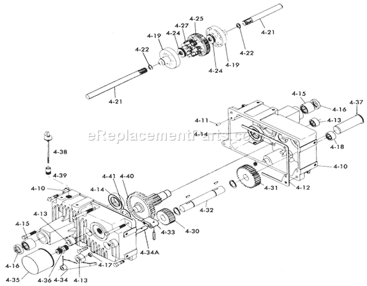 Transaxle Diagram and Parts List for 61-12KS01 1976 Toro Lawn Tractor