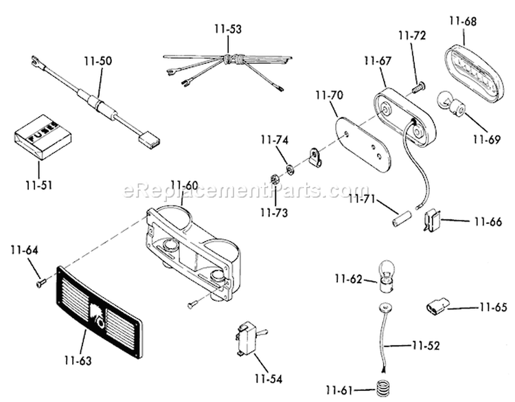 Lights Diagram and Parts List for 61-12KS01 1976 Toro Lawn Tractor