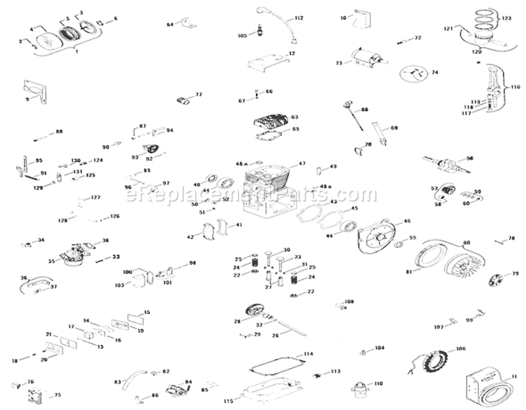 12 H.p. Engine Diagram and Parts List for 61-12KS01 1976 Toro Lawn Tractor