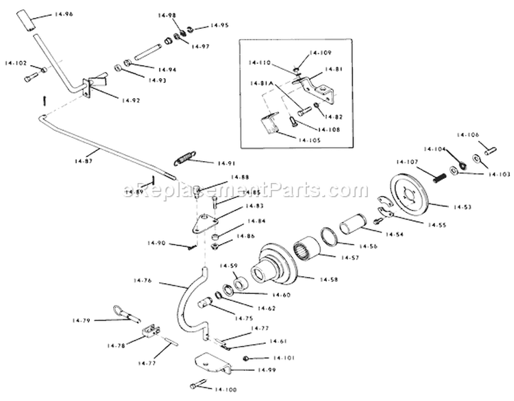 Manual P.t.o. Diagram and Parts List for 61-12KS01 1976 Toro Lawn Tractor