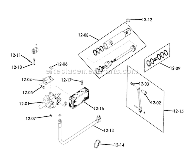 Hydraulic System- Only Diagram and Parts List for 61-12KS03 1976 Toro Lawn Tractor