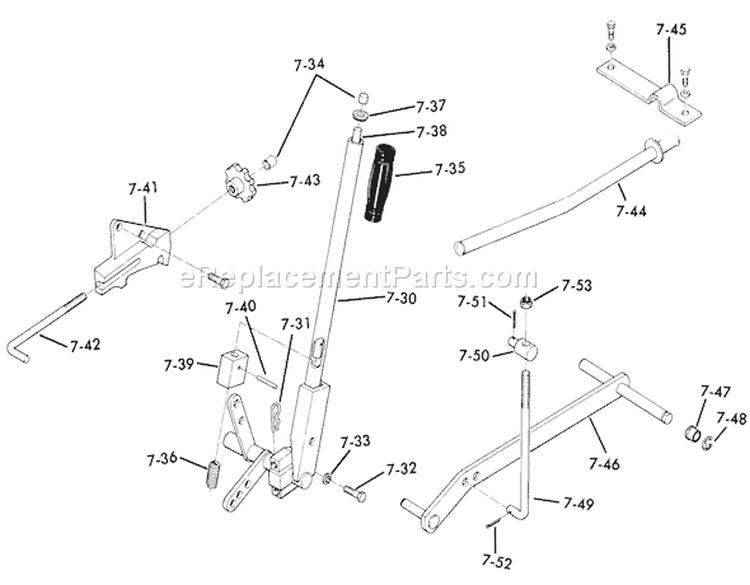 Lift Linkage Diagram and Parts List for 61-12KS03 1976 Toro Lawn Tractor