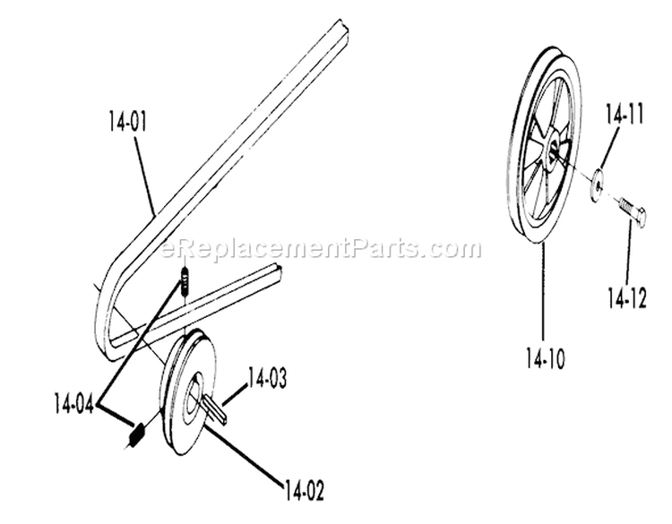 Drive Belts And Pulleys Diagram and Parts List for 61-12KS03 1976 Toro Lawn Tractor