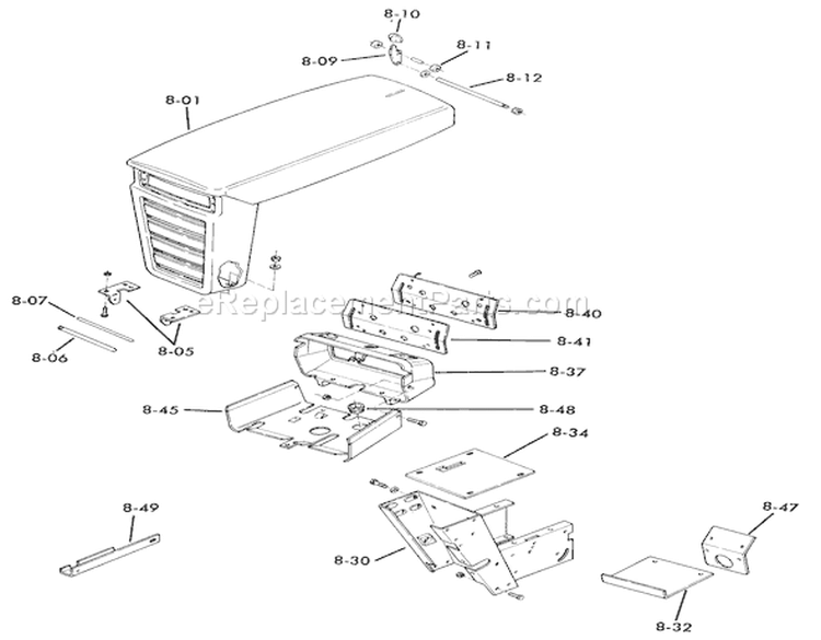 Sheet Metal And Covers Diagram and Parts List for 61-12KS03 1976 Toro Lawn Tractor