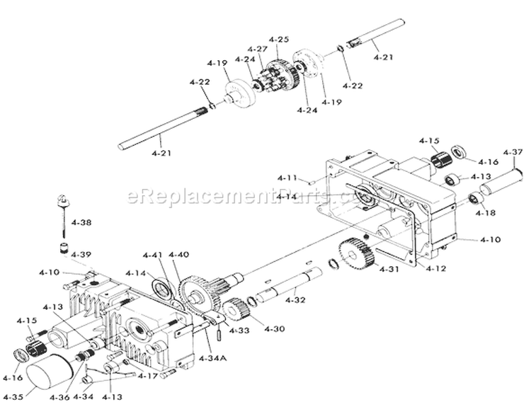Transaxle Diagram and Parts List for 61-12KS03 1976 Toro Lawn Tractor