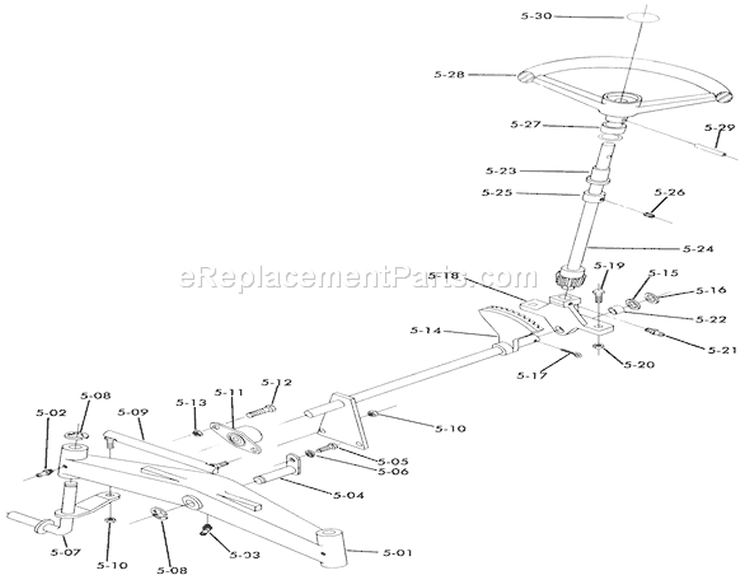 Front Axle And Steering Diagram and Parts List for 61-12KS03 1976 Toro Lawn Tractor
