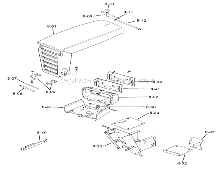 Sheet Metal and Covers Diagram and Parts List for 61-12KS02 1976 Toro Lawn Tractor
