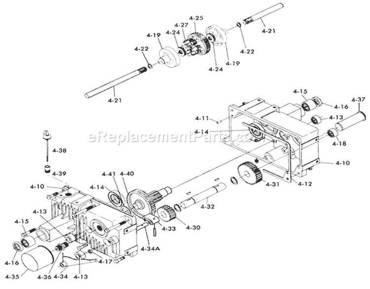 Transaxle Diagram and Parts List for 61-12KS02 1976 Toro Lawn Tractor