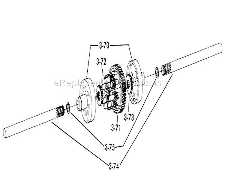Differential Diagram and Parts List for 61-16K801 1976 Toro Lawn Tractor
