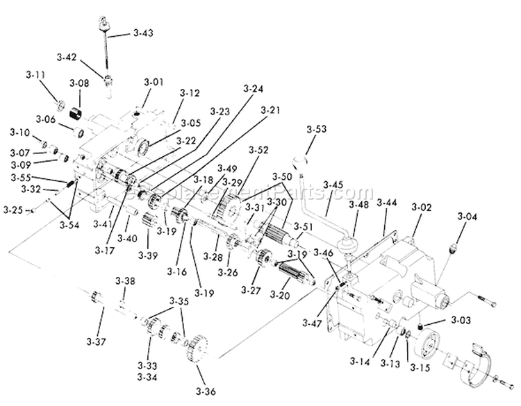 Transmission 8-Speed Diagram and Parts List for 61-12K803 1976 Toro Lawn Tractor