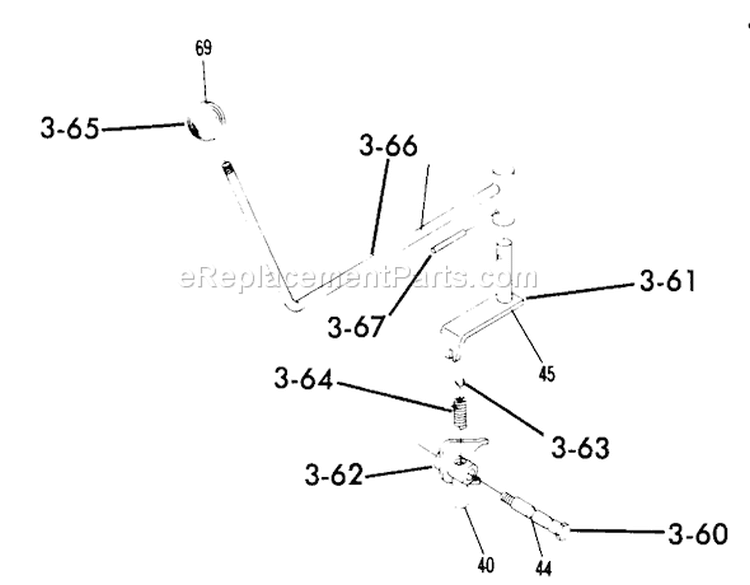 High-Low Linkage Diagram and Parts List for 61-12K803 1976 Toro Lawn Tractor