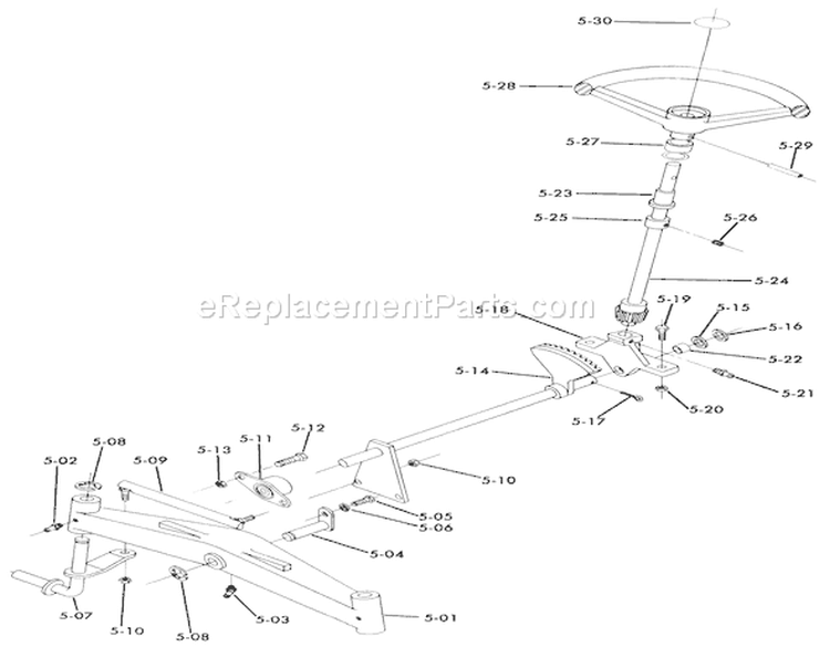 Front Axle and Steering Diagram and Parts List for 61-12K803 1976 Toro Lawn Tractor