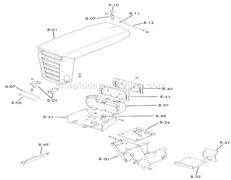 Sheet Metal and Covers Diagram and Parts List for 61-12K803 1976 Toro Lawn Tractor