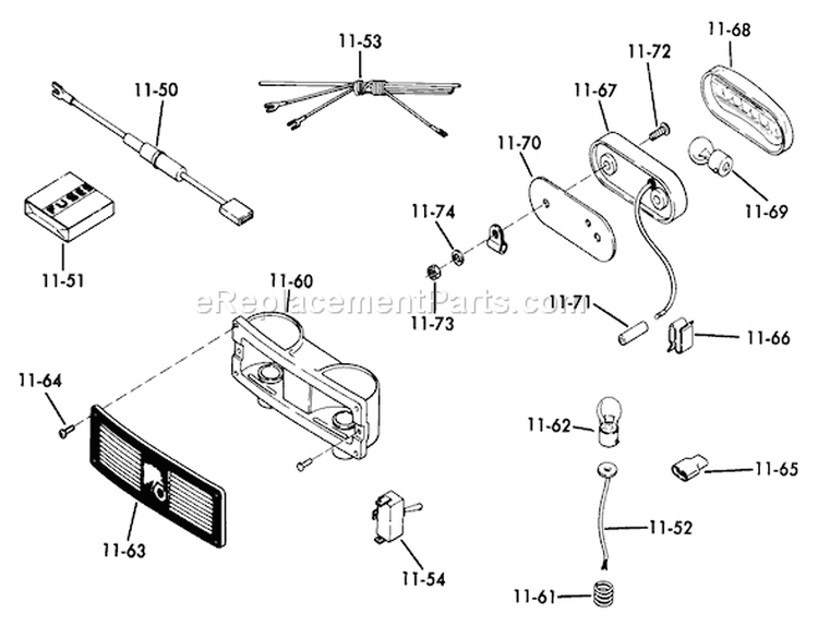 Lights Diagram and Parts List for 61-12K803 1976 Toro Lawn Tractor