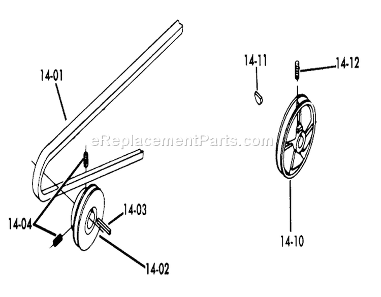 Drive Belts and Pulleys Diagram and Parts List for 61-12K803 1976 Toro Lawn Tractor