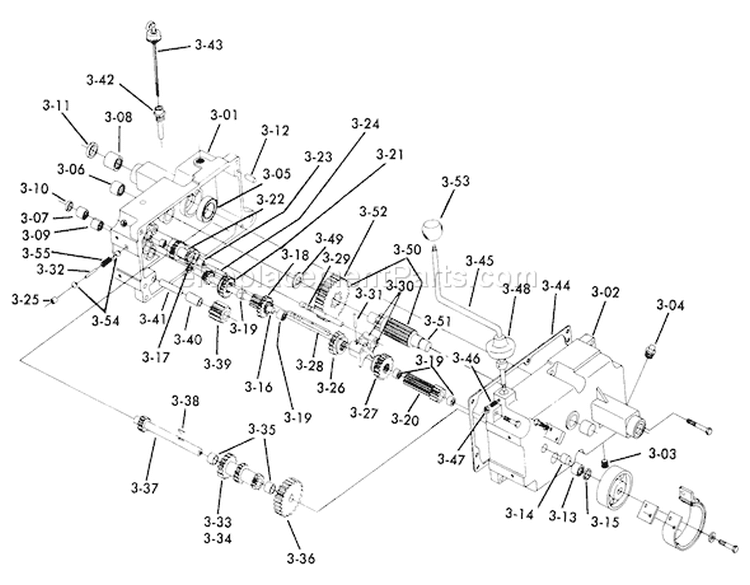Transmission 8-Speed Diagram and Parts List for 61-12K802 1976 Toro Lawn Tractor