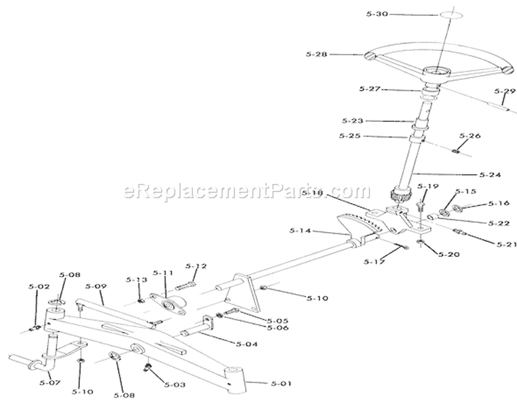 Front Axle And Steering Diagram and Parts List for 61-12K802 1976 Toro Lawn Tractor