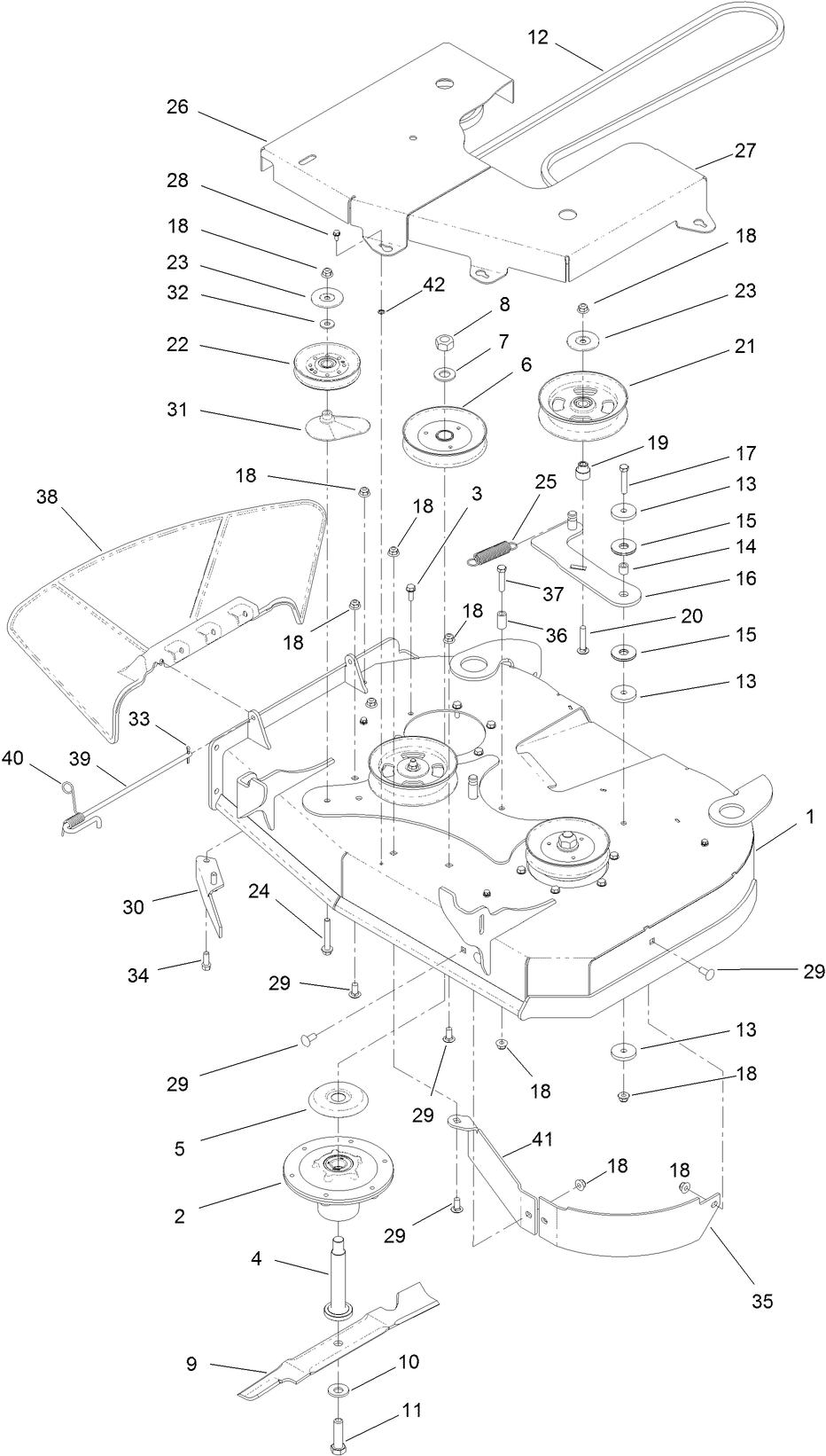 Deck Assembly Diagram and Parts List for 44410 406814864-407699999 Toro Lawn Mower