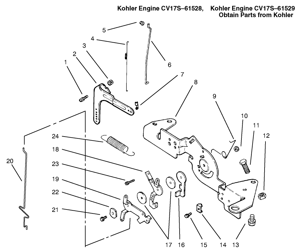 Engine Controls Diagram and Parts List for 72086 9900001 - 9999999 Toro Lawn Tractor