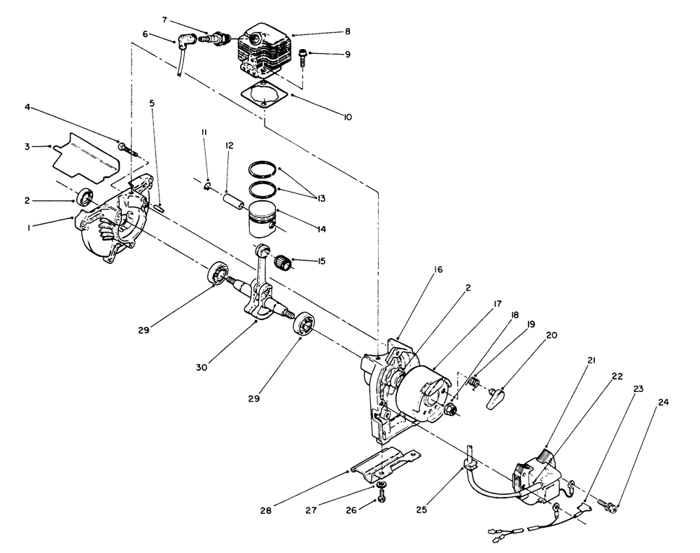 Engine Assembly (Continued) Diagram and Parts List for 51665 1000001 - 1999999 Toro Trimmer