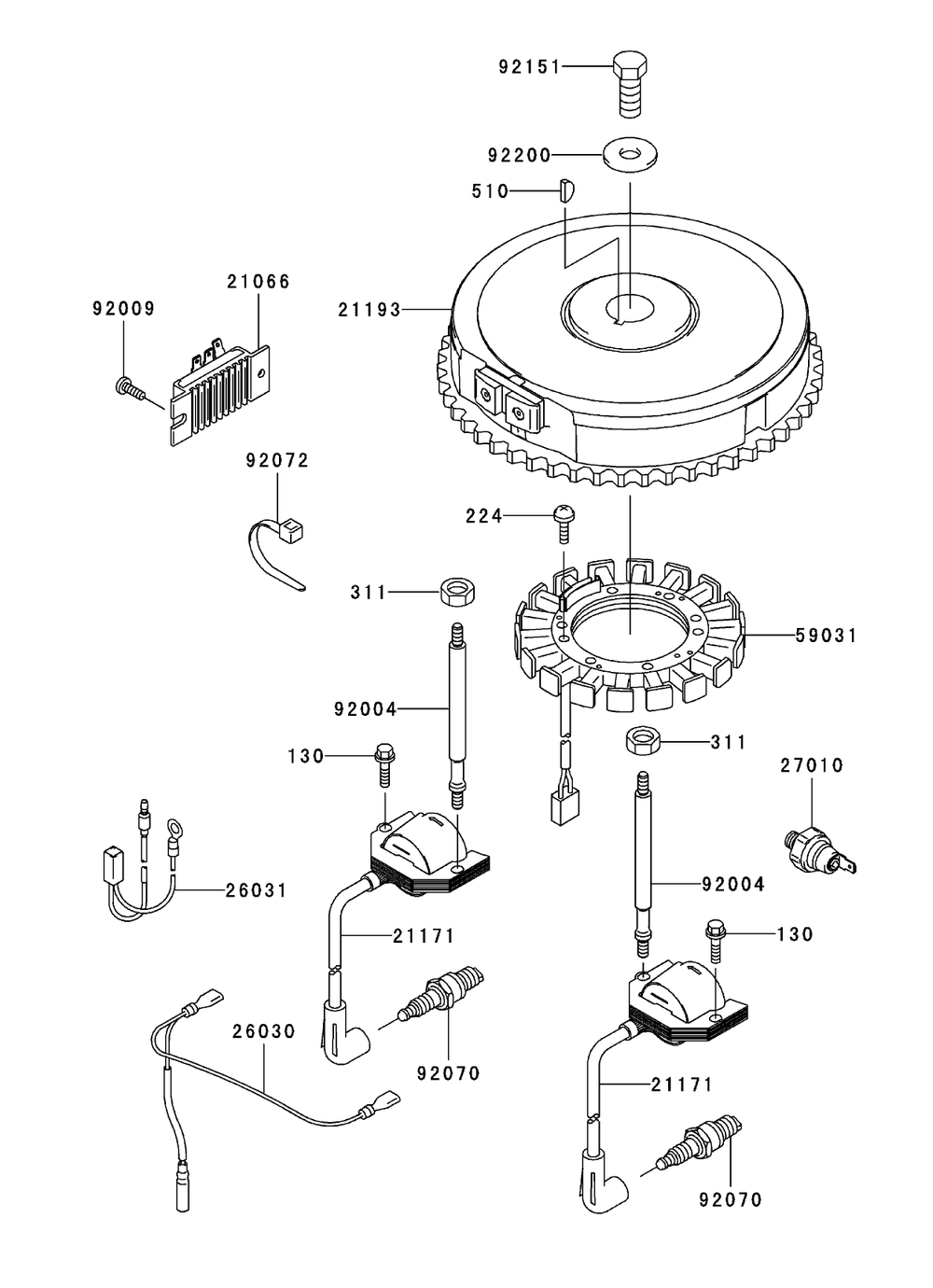 Electric Equipment Assembly Diagram and Parts List for 74411TE (250000001-250999999)(2005) Toro Lawn Mower