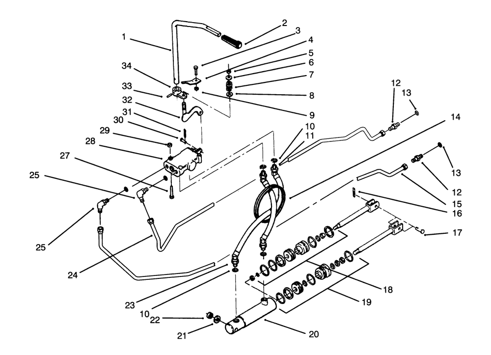 Hydraulic System Diagram and Parts List for 73520 39000001 - 39999999 Toro Lawn Tractor