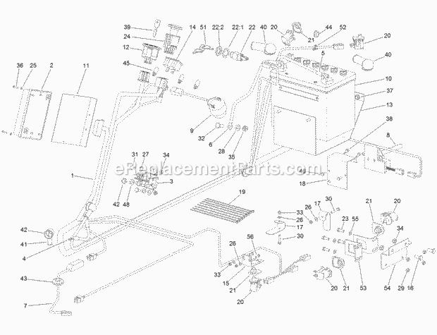 Battery And Electrical Assembly Diagram and Parts List for 74596 317000001-999999999 Toro Lawn Mower