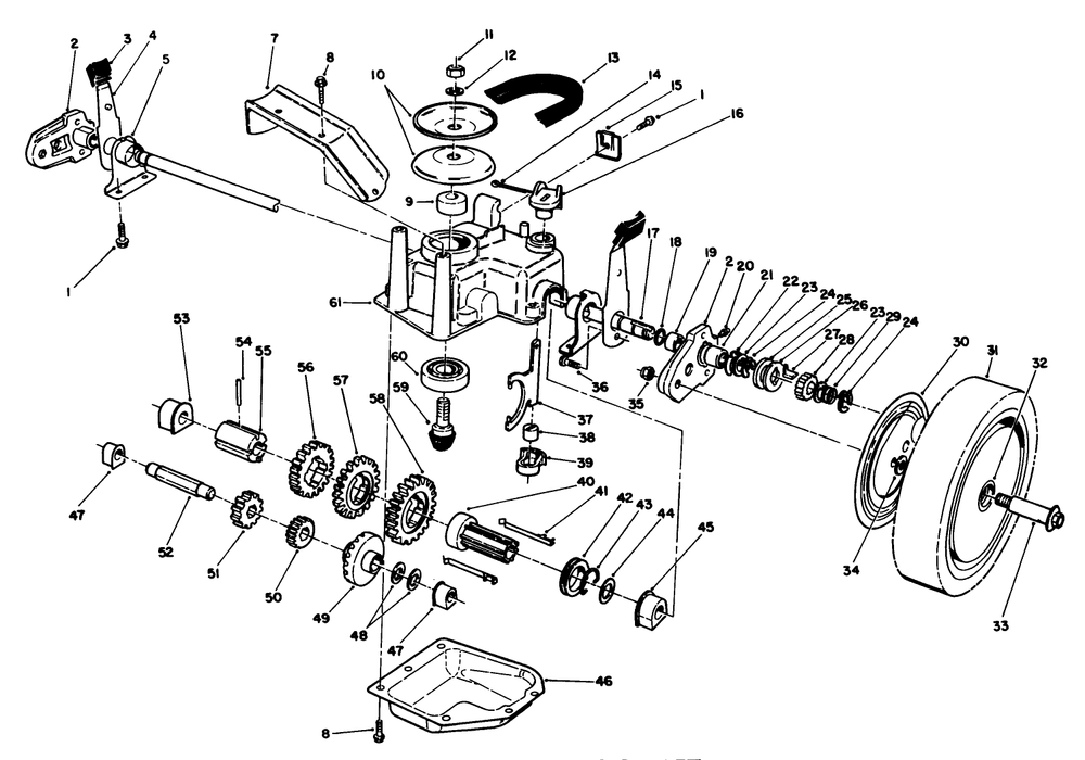 Gear Case Assembly Diagram and Parts List for 26651 9000001 - 9999999 Toro Lawn Mower