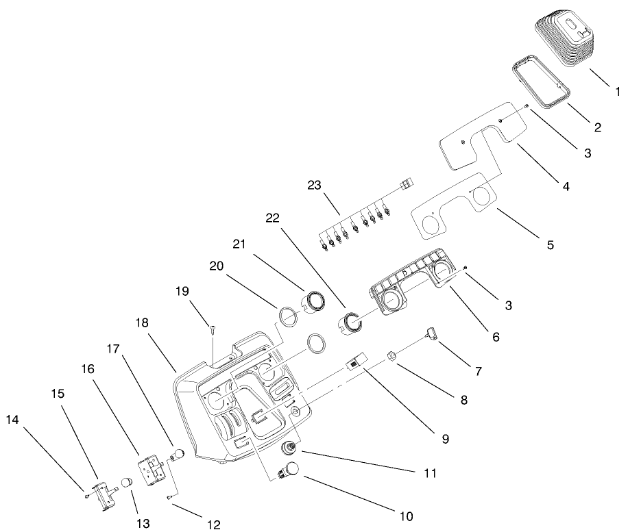 Dash Assembly Diagram and Parts List for 73560 8900001 - 8999999 Toro Lawn Tractor