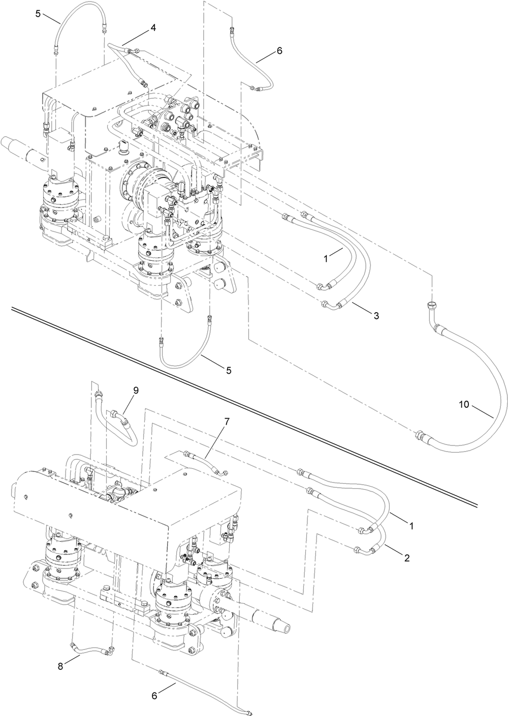 Thrust Frame Hydraulic Hose Assembly No. 7 Diagram and Parts List for 23823W 316000001 - 316999999 Toro Lawn Tractor Accessories