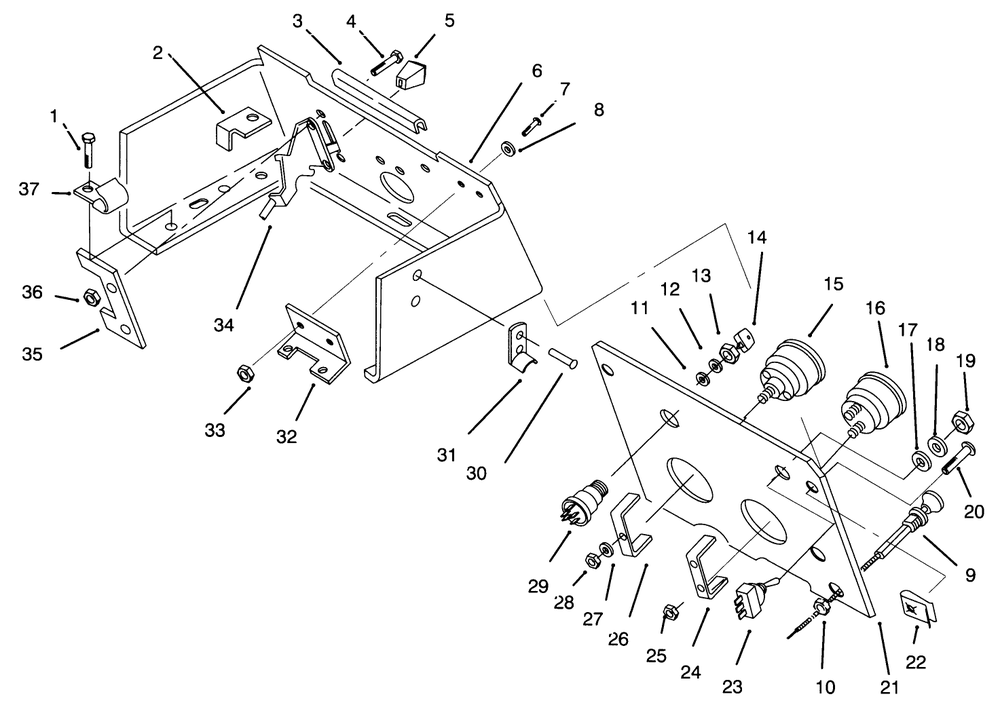 Control Panel Diagram and Parts List for 73401 4900001 - 4999999 Toro Lawn Tractor