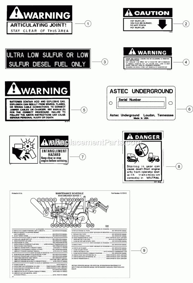 Decals (1) Diagram and Parts List for 2011  Toro Lawn Tractor Accessories