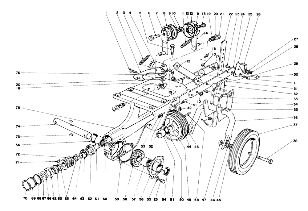 Chassis Assembly (Models 58220 And 58231) Diagram and Parts List for 58220 5000001 - 5999999 Toro Tiller
