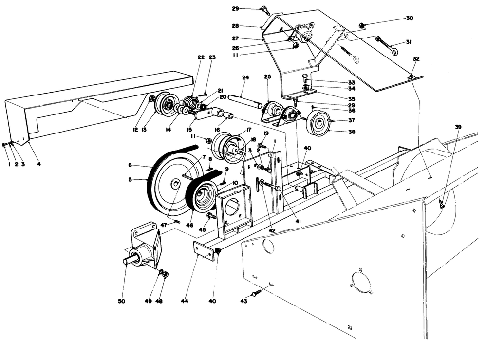Cross Frame & Pulley Assemblies Diagram and Parts List for 30510 800001 - 899999 Toro Snow Blower