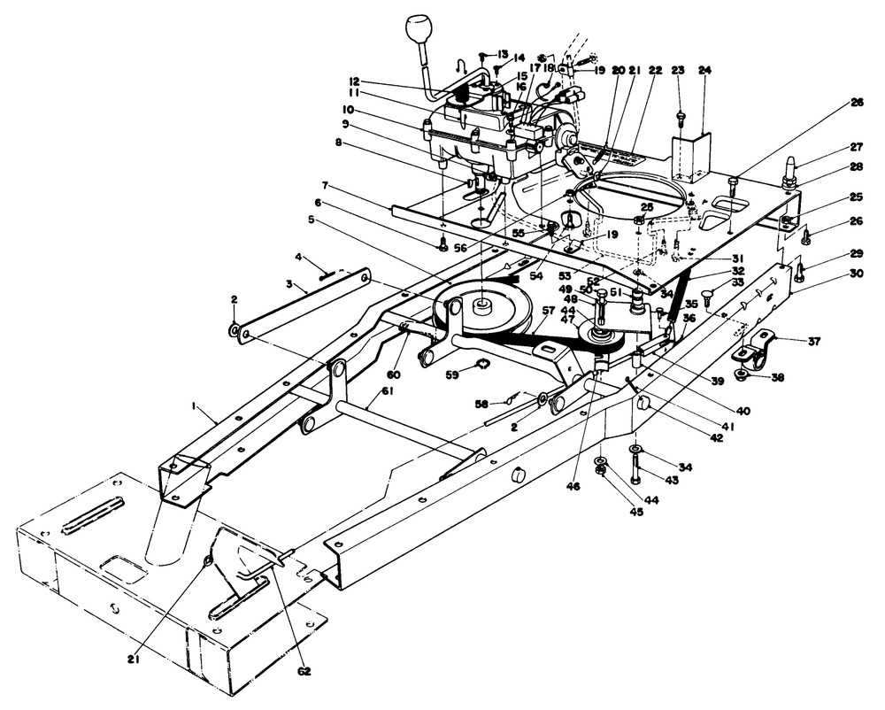 Frame Assembly Diagram and Parts List for 56044 8000001 - 8999999 Toro Lawn Tractor