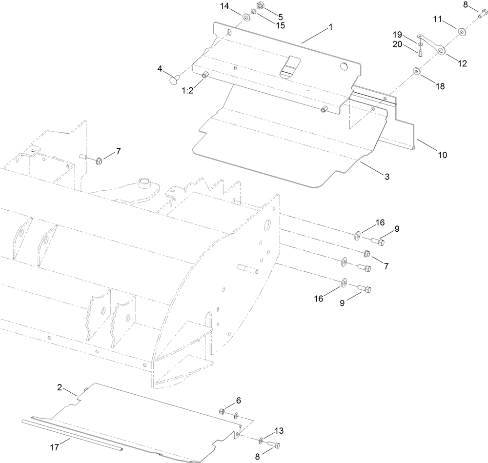 Guard And Drag Shield Assembly Diagram and Parts List for 2720 410300000 - 999999999 Toro Lawn Tractor Accessories