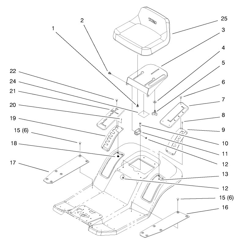 Seat Assembly Diagram and Parts List for 71208 8900001 - 8999999 Toro Lawn Tractor