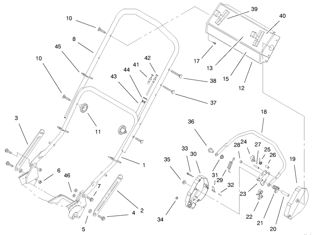 Handle Assembly (Model No. 20482 Only) Diagram and Parts List for 20482 790000001 - 799999999 Toro Lawn Mower