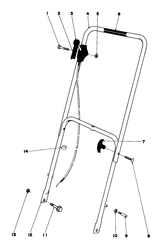 Handle Assembly Model 16360 And 16370 Diagram and Parts List for 16360 9000001 - 9999999 Toro Lawn Mower