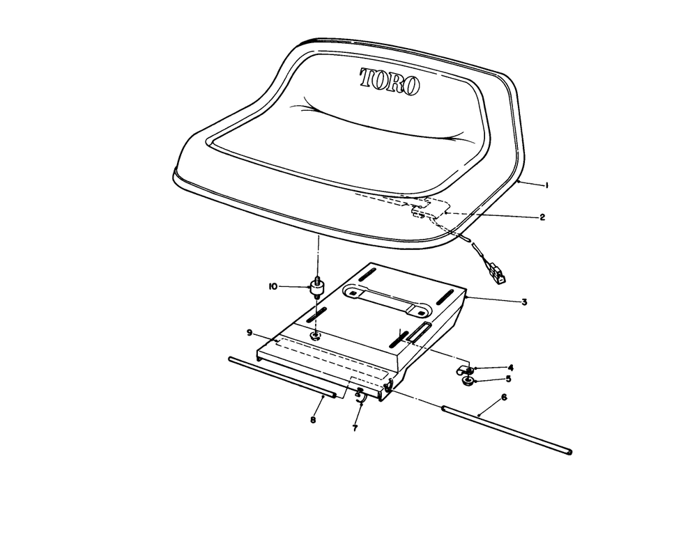 Seat Assembly Diagram and Parts List for 56150 9000001 - 9999999 Toro Lawn Tractor