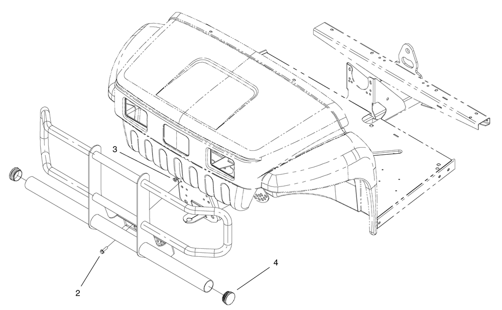 Brush Guard Kit Assembly Diagram and Parts List for 19062  Toro Lawn Tractor